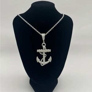 Sterling Silver Moissanite Anchor Pendant